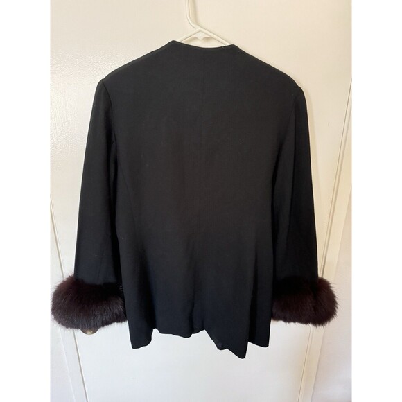 Vintage Lynn Greene for Richard Neal Jacket Women Size 12 Wool Dyed Blue Fox Fur - Picture 3 of 9